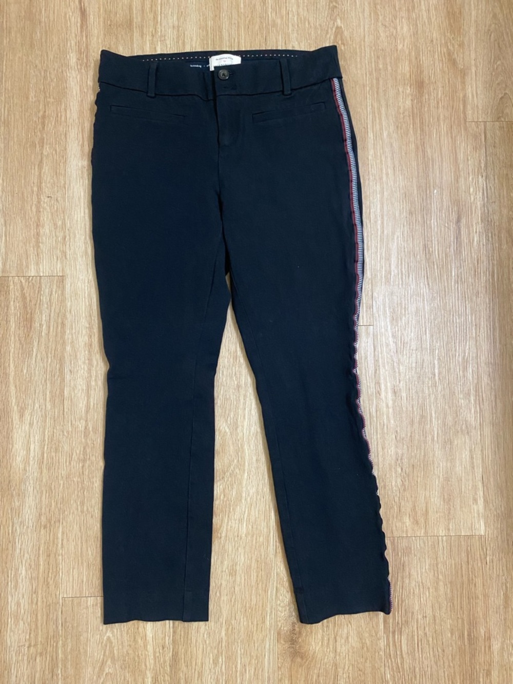 Anthropologie Black Slim Pants with Side Stripe